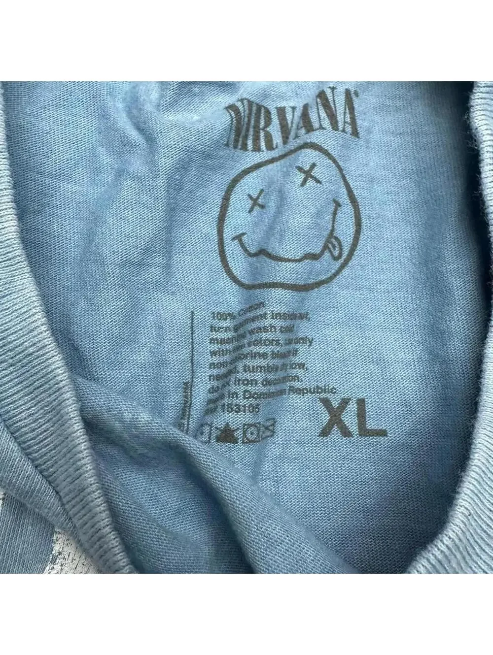 Light Blue Nirvana Smiley Face T-Shirt (Size XL) NWOT